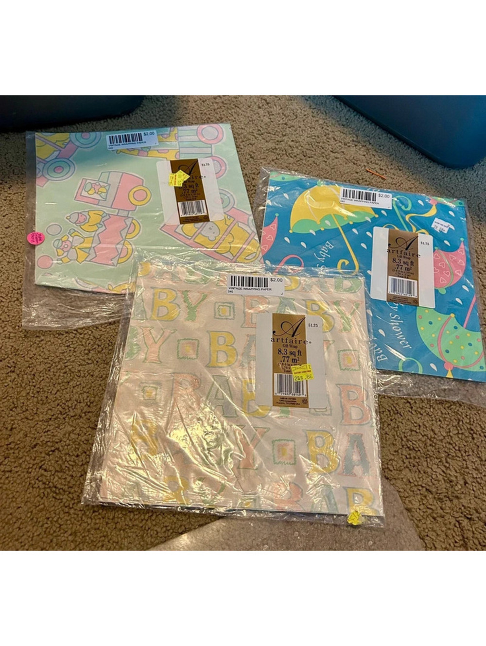 3pack vintage baby wrapping paper